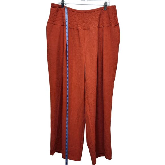 Womens Size 2XL Rust Wide-Leg Pants  Crinkle Texture - Picture 4 of 10